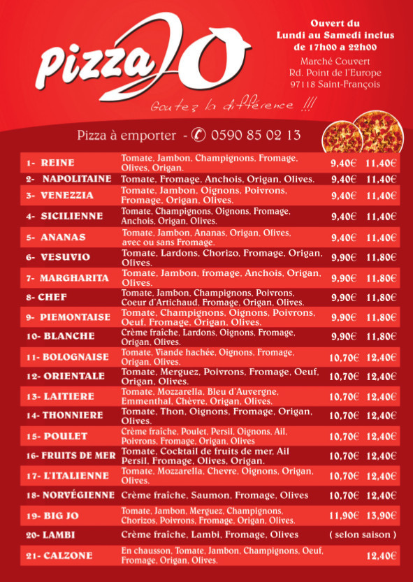 Pizza Jo Karaoké Pizzas à emporter Pizzéria Restaurant 97118